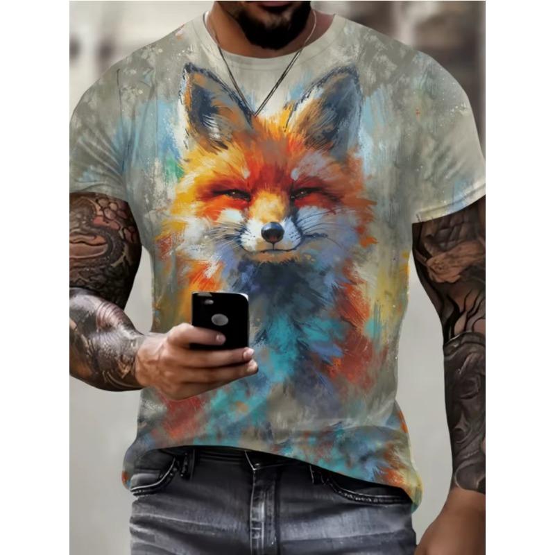 

2026 New Summer 3D Animal Cartoon Men s T Shirt Street Fashion Men s Short Sleeve Tee Round Neck Men s T-Shirt Casual Oversized S