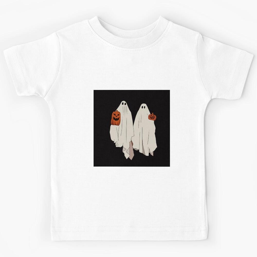 Two Ghosts Halloween Design BLACK Kids T-Shirt 130