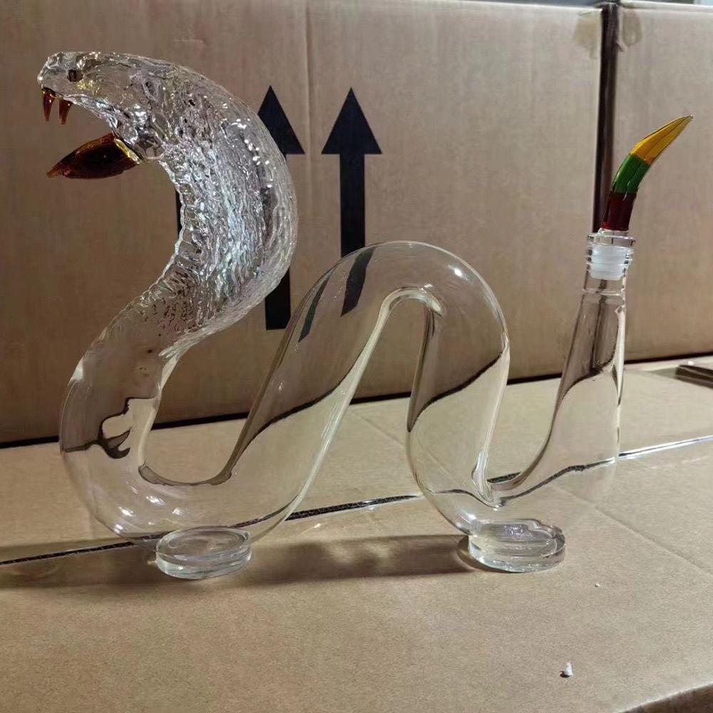 Unique Design Cobra Glass Liquor Decanter - Artistic Bottle for Whiskey Storage, Home Decor and Bar Use
