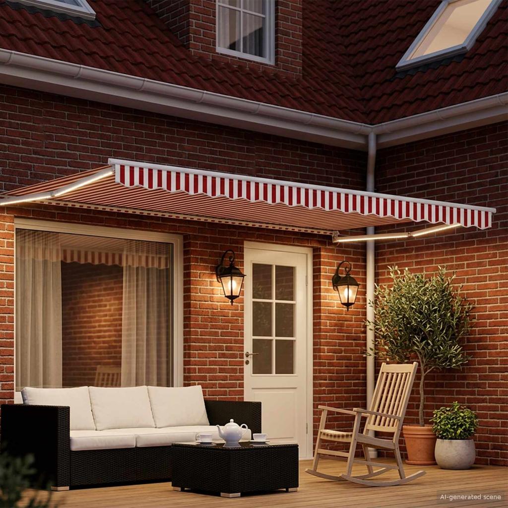 Electric Retractable Awning Red and White 4.5 * 3 M