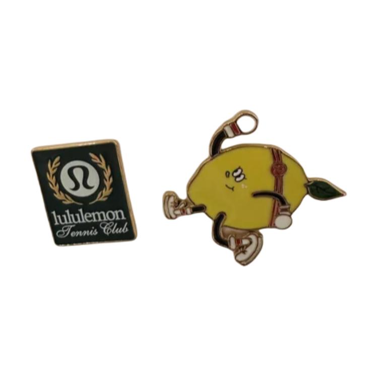 Lululemon Logo Design Brass Epoxy Resin Brooch Unisex Accessories Yellow 154886224 F,Yellow
