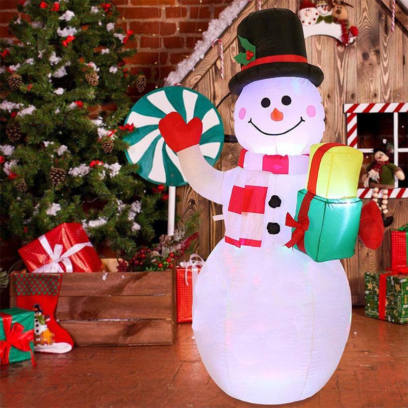 1.5m Christmas Inflatable Snowman Built-in Color Rotating LED Lights Ornament Xmas Party New Year Indoor Outdoor Courtyard Decor