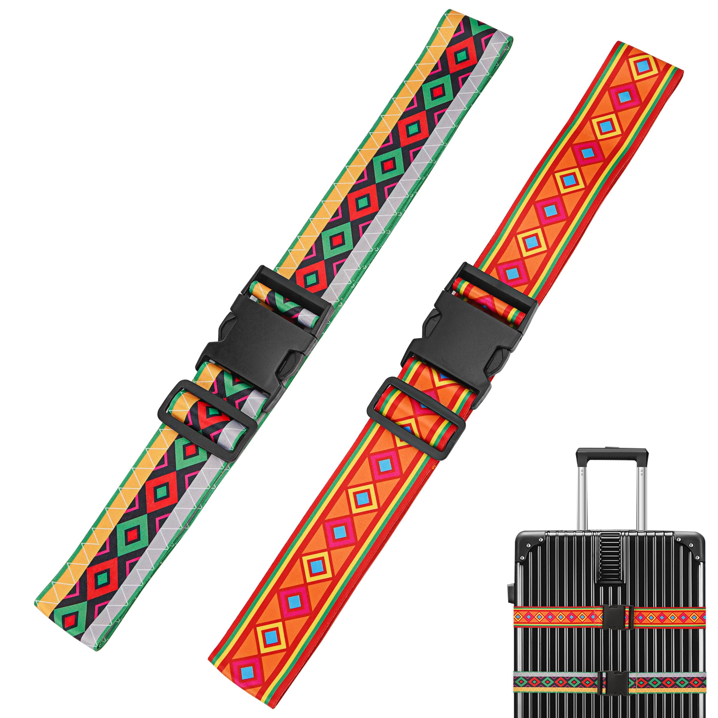 

HannaFires 2-Piece Bohemian Adjustable Luggage Belt, Polyester