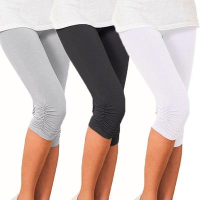 European & American Style Pleated Cotton Summer Slimming Plus Size Candy Color Women's Leggings
