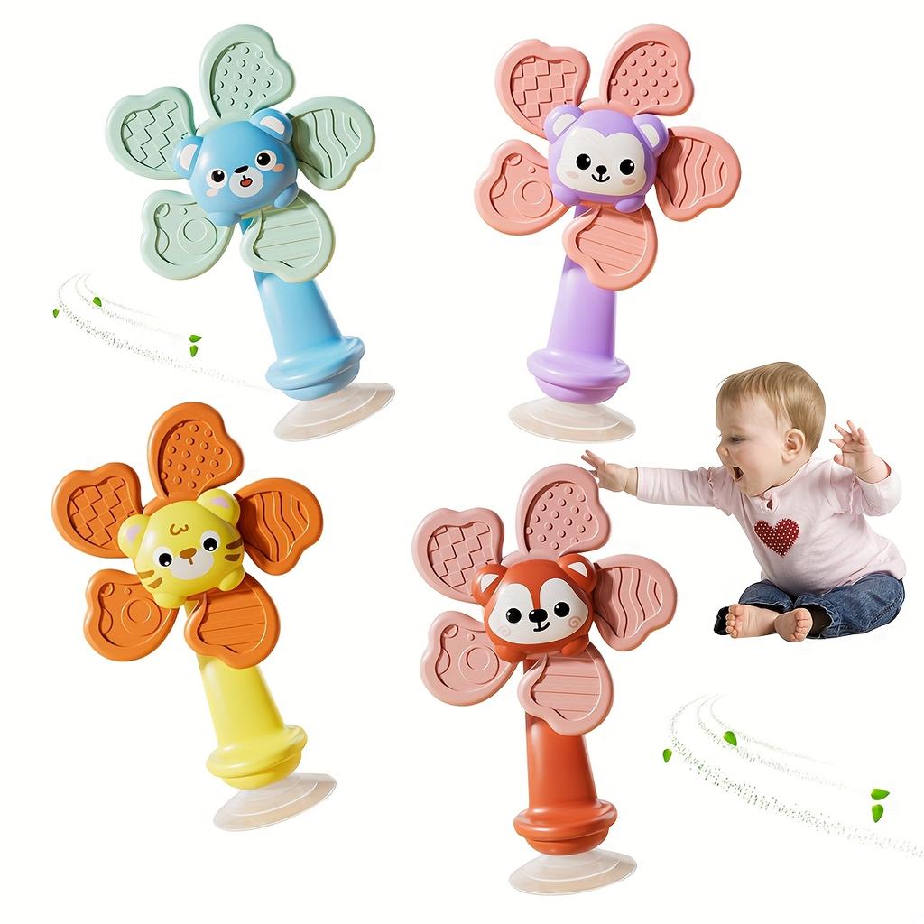 Suction Cup Spinner for Babies,Toddlers,ABS Resin Sensory Fidget Toy with 6 Colorful Grips,Travel Friendly Calming Toy for Airplane,Restaurant