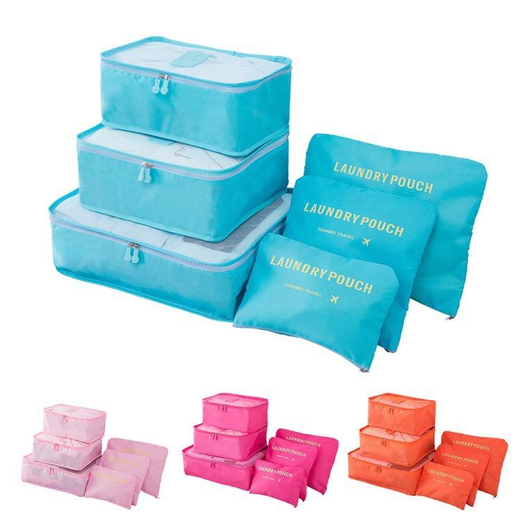 Travel Organizer Cubes 6-Piece with 4 Compartments, Luggage Packing Cubes for Underwear, Socks, Clothes, Suitcase Storage Bags