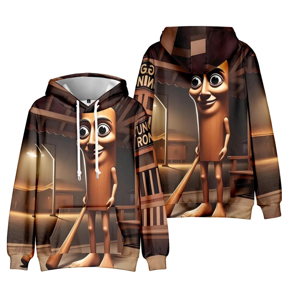 

Tungtungtung Hoodies Streetwear Cartoon Printed Hooded Sweatshirt Men Women Cosplay Sports Pullovers XXL коричневий