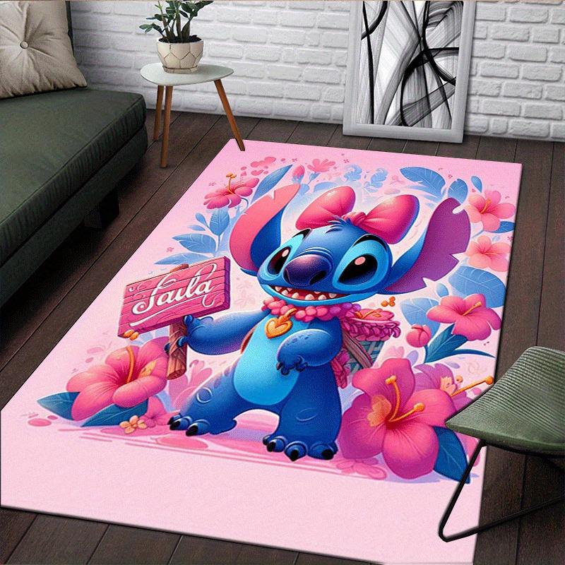 1pc Pink Stitch Pattern Area Rug Soft Flannel Floor Mat for Living Room,Office,Bedroom and Carpet,Sofa Coffee Table Floor Mat