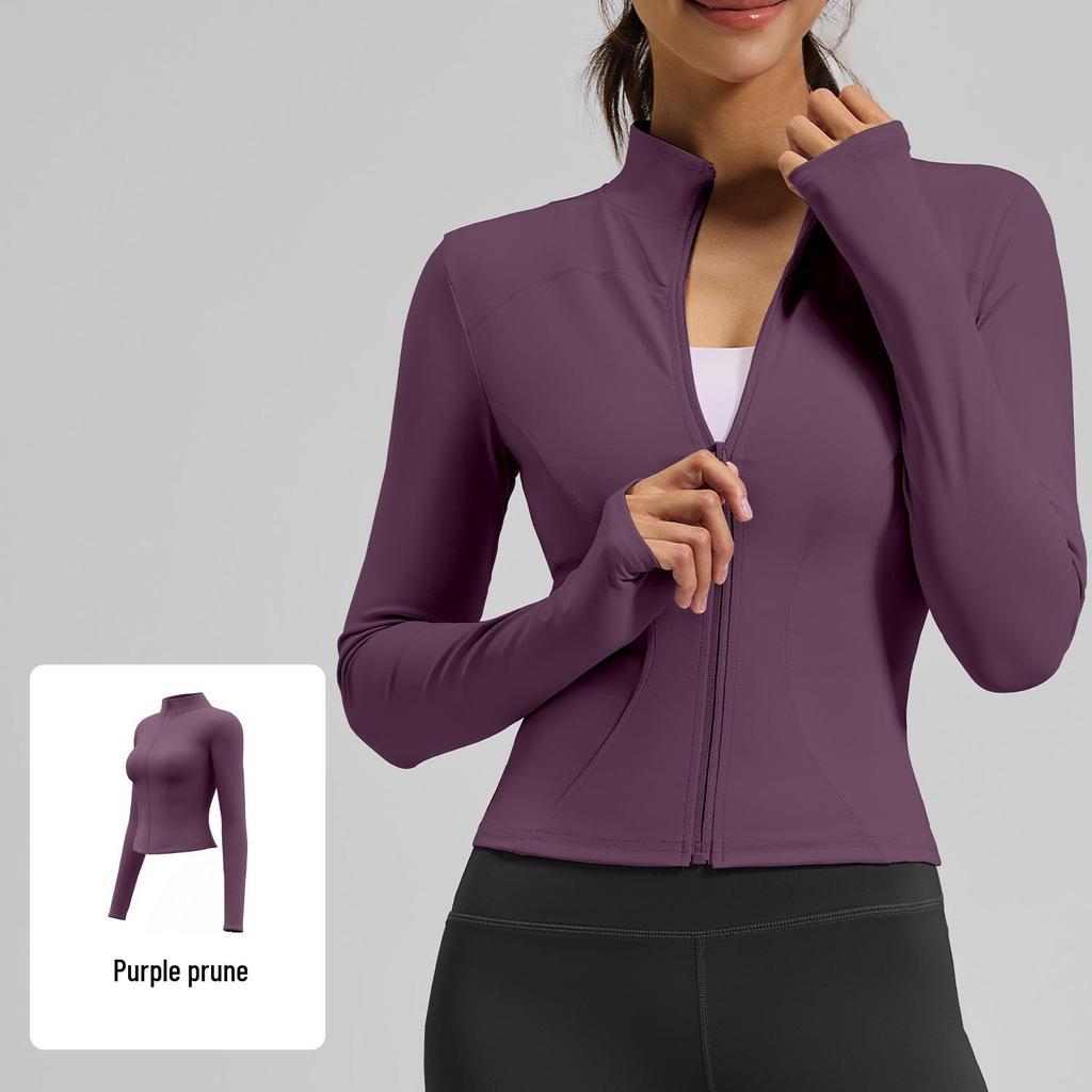 Women's Juyitang Stand-up Collar Yoga Jacket for Running & Cycling - Slimming, Elastic Fitness Top