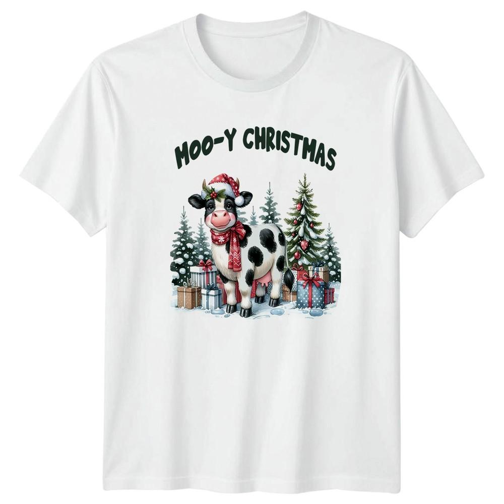MooY Christmas Cow Holidays Christmas Unisexs Unisexs Graphic Tee Shirt S