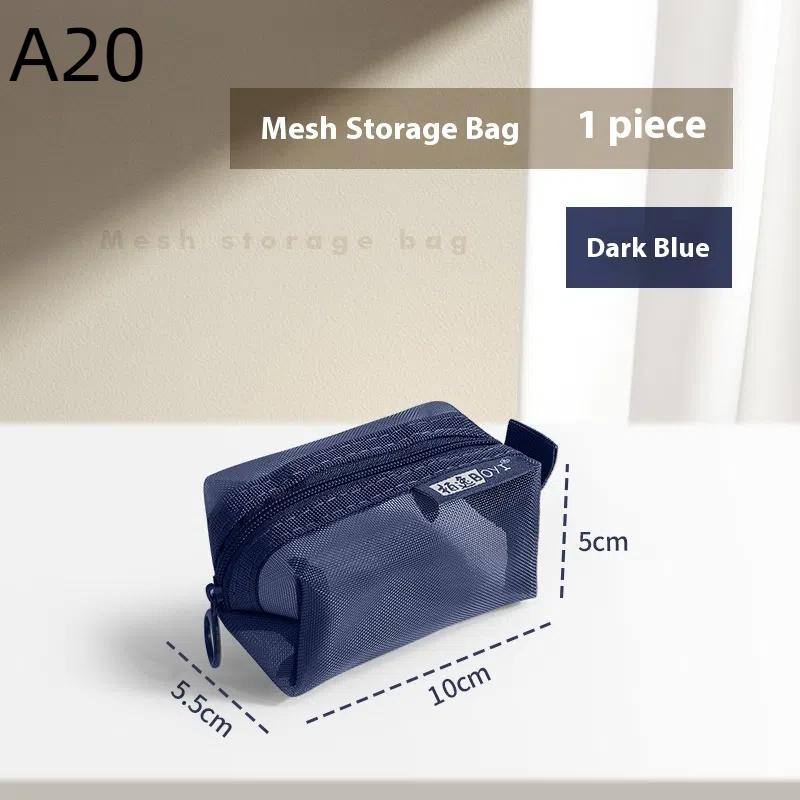 1Pc Portable Mini Zipper Mesh Storage Bag Coin Purse Small Square Mesh Coin Purse Travel Storage Carry Pouch With Zippered