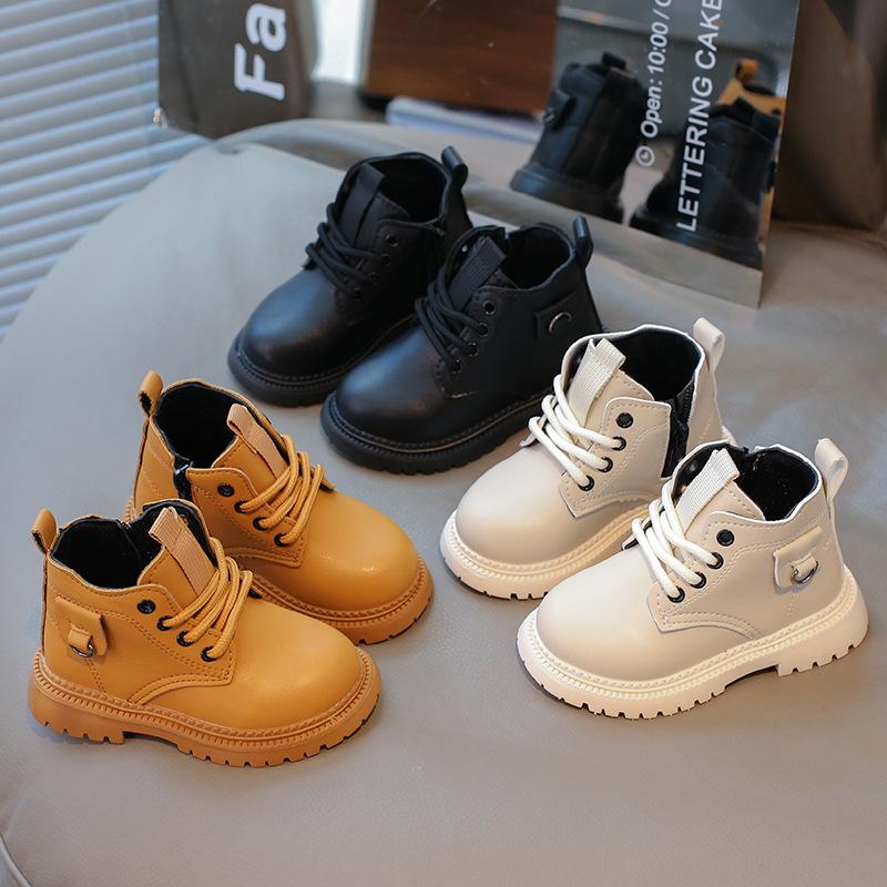 Kids Martin Boots Spring Autumn Non Slip Leather Shoes For Boys And Girls Toddler Single Boots