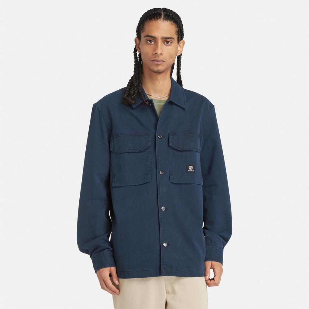Timberland Men's Washed Heavy Twill Overshirt, Dark Sapphire, Size L, TB0A42K54331