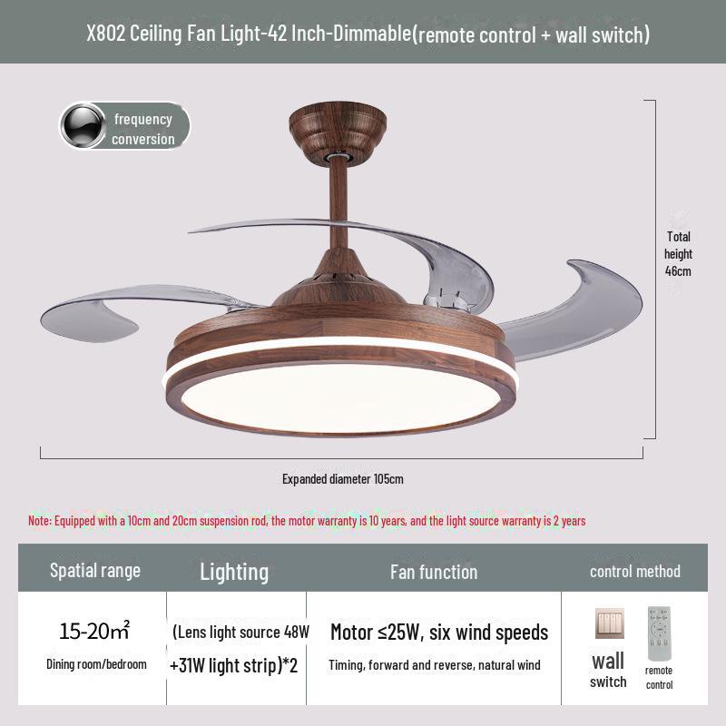 Solid Wood North American Walnut Ceiling Lamp with Full Spectrum Eye Protection for Living Room and Bedroom