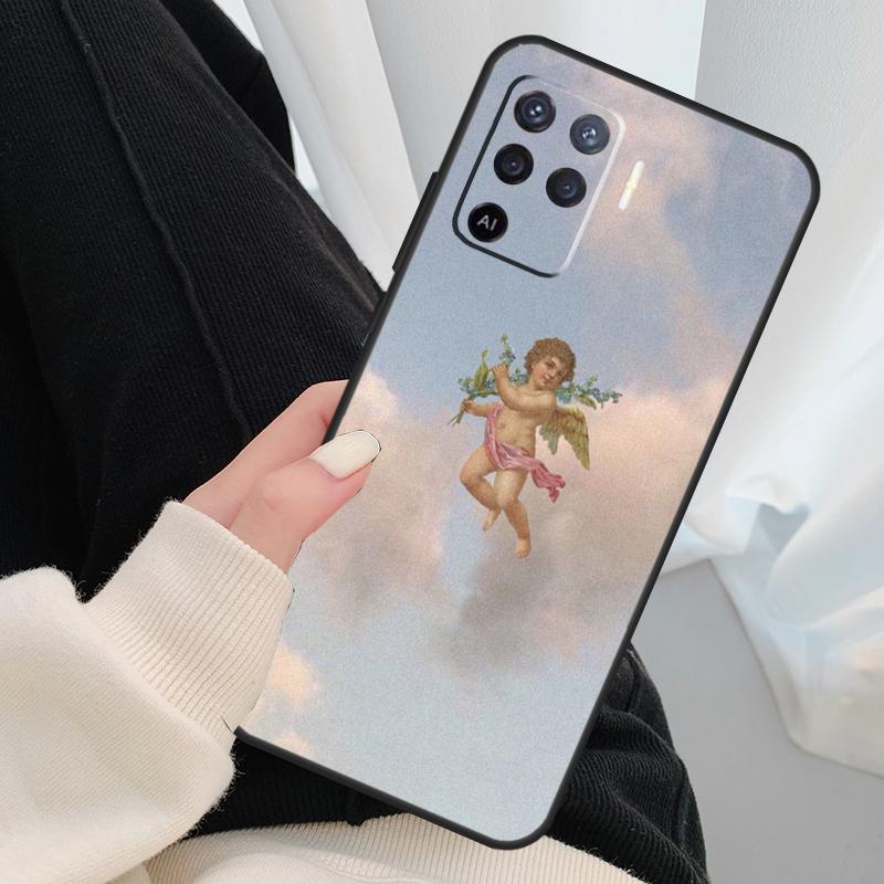 Cute Angels Aesthetic Aesthetics Case For Oppo A54 A74 A94 A18 A57 A17 A77 A38 A58 A78 A98 A80 A60 A40 A96 A76 A16 A15 A5 Pro