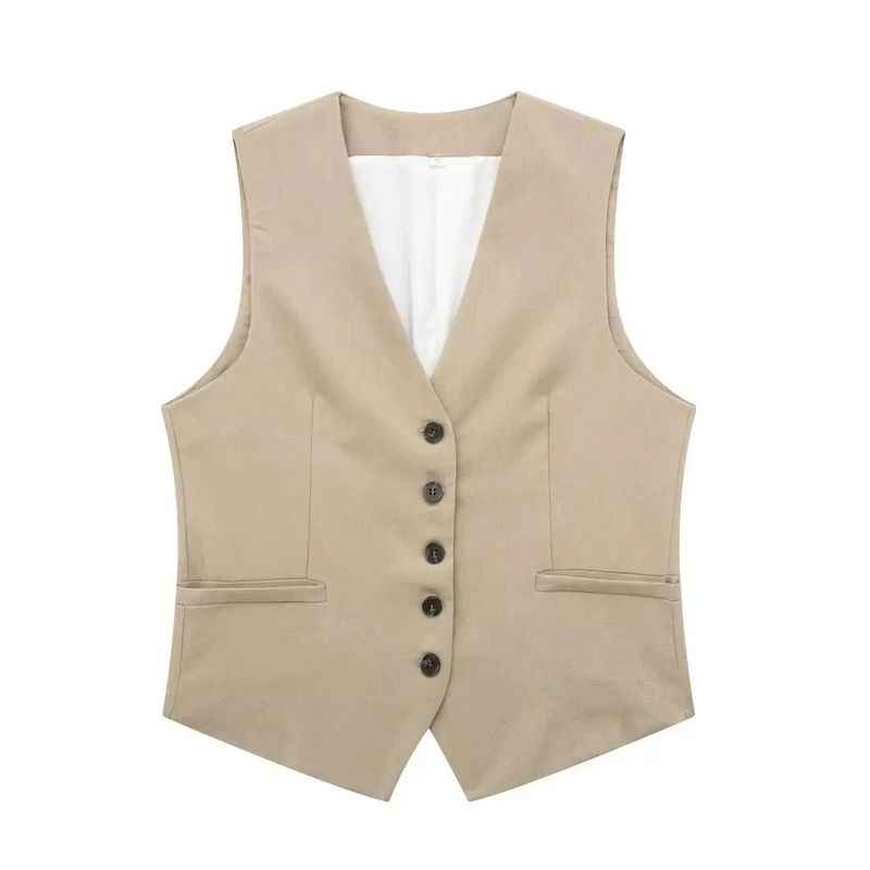 Single Brewed Vest Shorts Set Single Breasted V-neck Vest Vest Shorts Set
