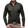 Mens Lapel Neck Business Polo Shirt Casual Long Sleeve Tee Tops Sport T Shirts