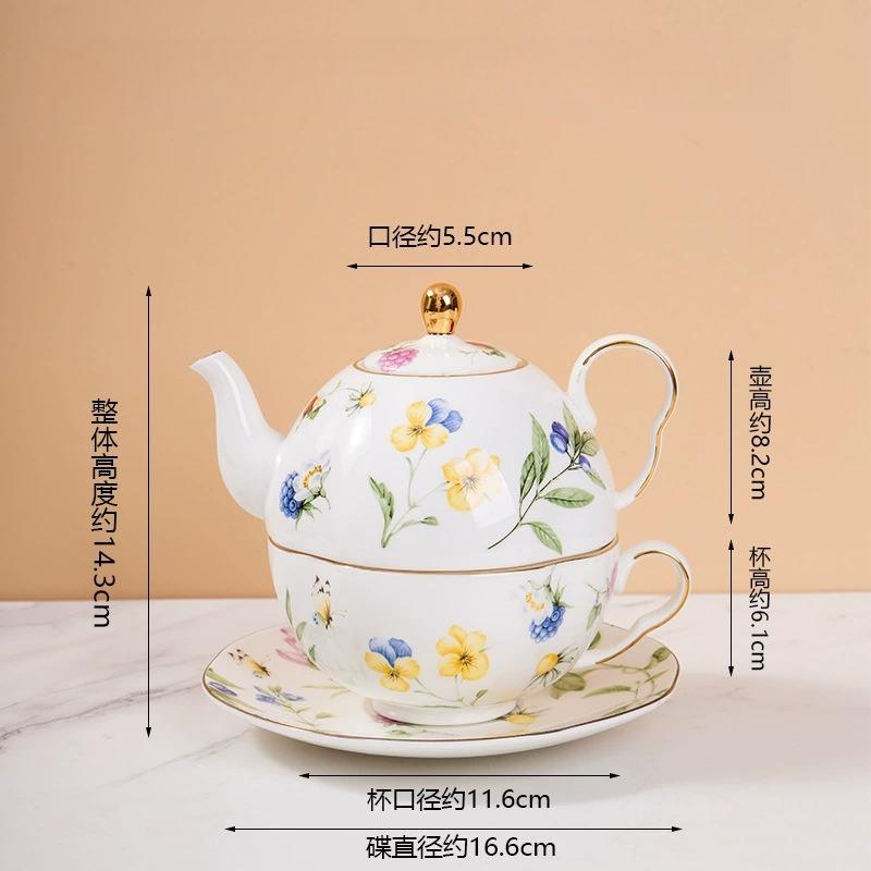 Creative Ceramic Tea Set Large Capacity English Afternoon Tea Coffee Pot Bone China Tea Cup and Saucers for Home Office
