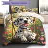 Biancheria da letto con motivo dalmata e fiori Decorazione per la casa Regalo di compleanno (1 * copripiumino + 2 * federa, senza nucleo)