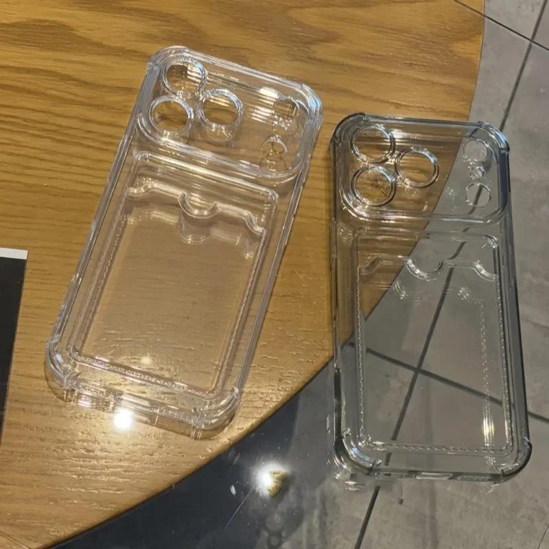 Shockproof Card Slot Holder Pocket Phone Case For iPhone 17 13 12 11 Pro Max 17 Air Clear Cases For iPhone 16 15 14 Plus Cover