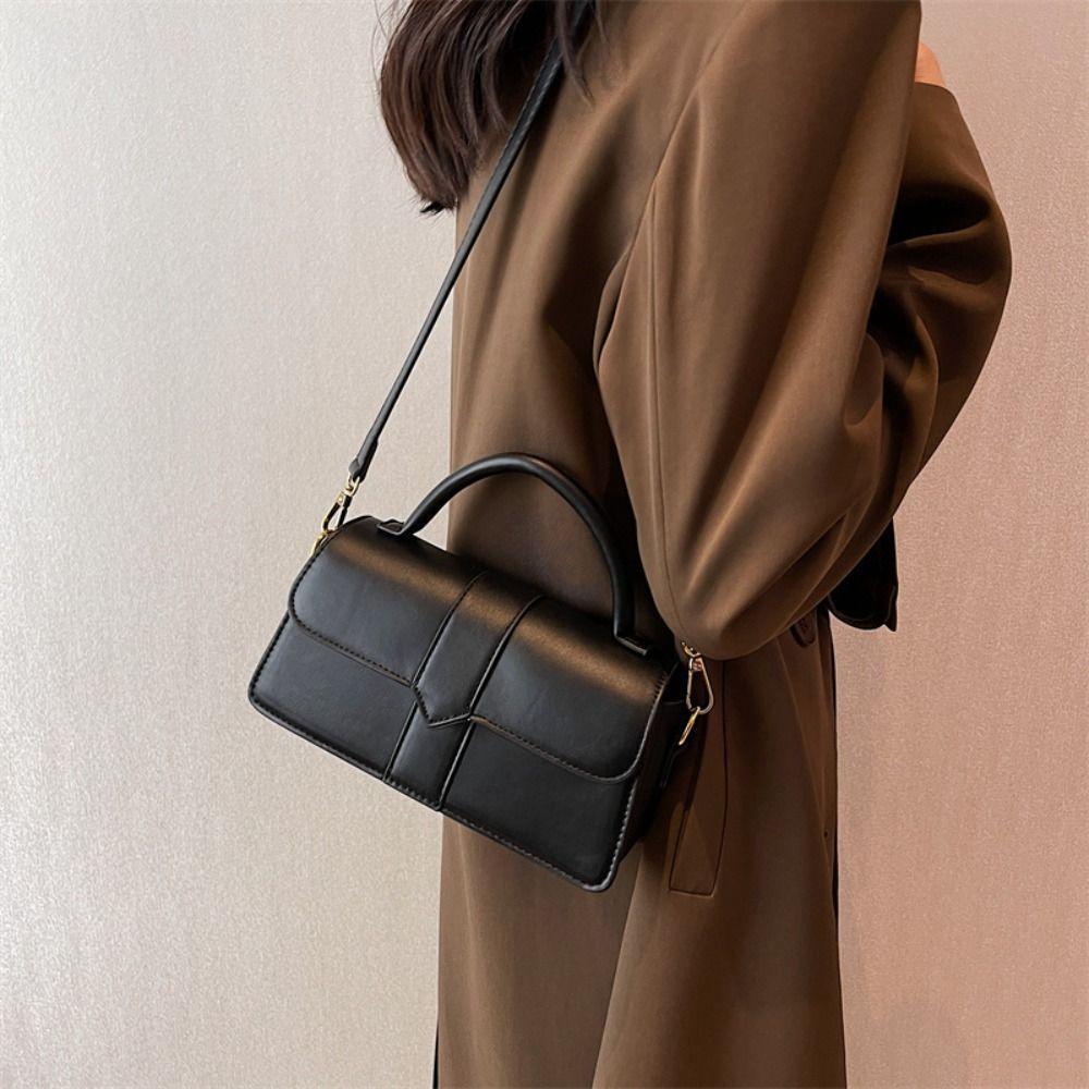 Pu Leather Women Commute Crossbody Bag Square Carrying Vintage Underarm Handbag Minimalist Waterproof Fashion Shoulder Bag