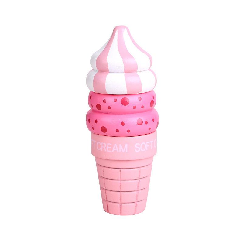 Wooden Kitchen Toys Pretend Play House Ice Cream Food Simulation Kitchen Magnetic Food Play House Educational Toys for Children