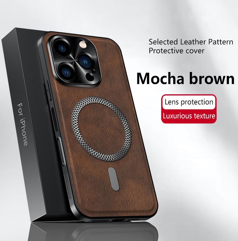 Retro Leather Magnetic Phone Case For iPhone 17 16 11 12 13 14 15 Pro Max Plus Business Camera Protection Shockproof Thin Cover
