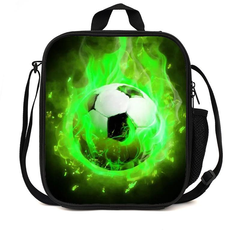 Football Basketball Pattern Children'S Lunch Bag Elementary School Lunch Box Bag Fashion Trend Boys' Lunch Bag