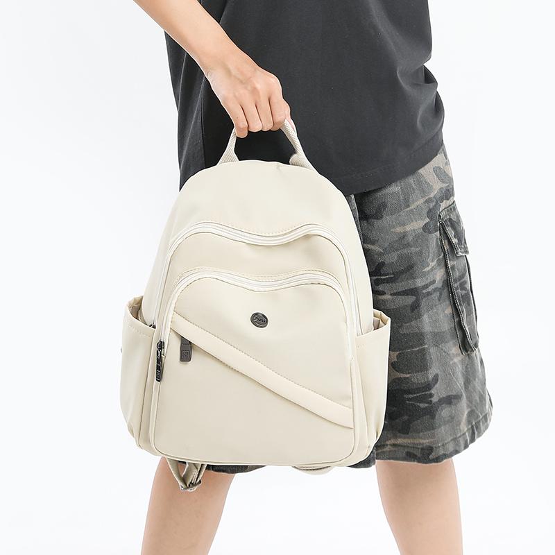 Solid Color Nylon Backpack Women's Travel Backpack Student Schoolbag