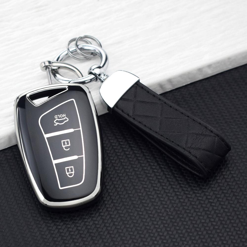 3 Buttons TPU Remote Key Case Cover Fob Shell For Hyundai Santa Fe 3DM Grand SantaFe IX45 Azera Grandeur HG Genesis G80 EQUUS