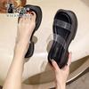 Korean Version of High-end Niche Transparent Cool Slippers Women's New Thick-soled Heightening Casual One-word Slippers In Summer 2025
