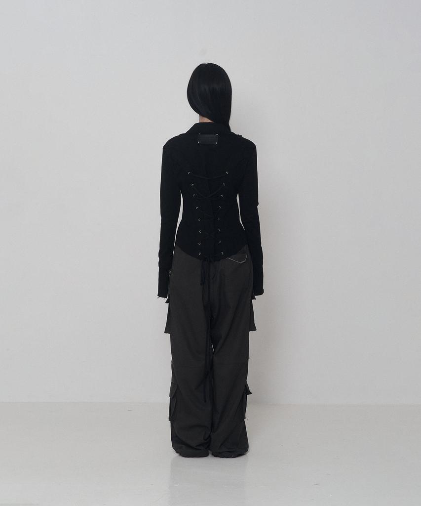 Etre Au Sommet Damaged Eyelet Corset Jacket (Black)