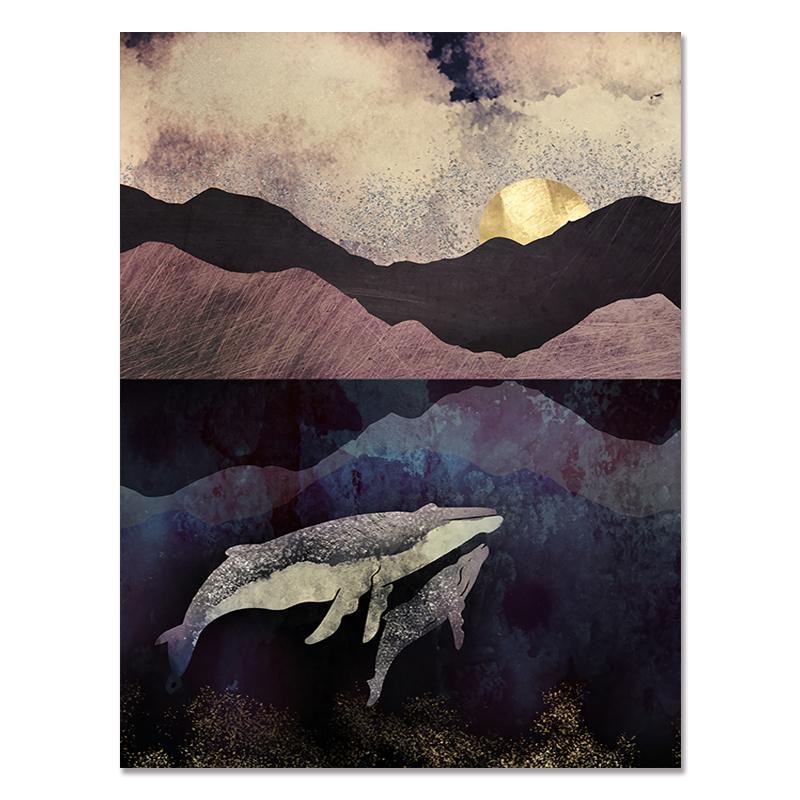 

Абстрактное настенное искусство в скандинавском стиле с изображением кита, морского облака, плаката и принтов, украшение в виде животных, холст, живопись, фотографии, декор для гостиной 70x100cm No Framed