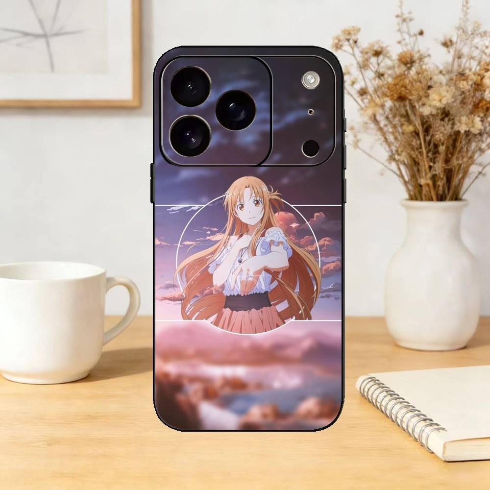 SAO Y-Yuuki Asuna Phone Case Silicone black Soft For IPhone 17,16,15,14,13,12,11,SE,Plus Pro Max