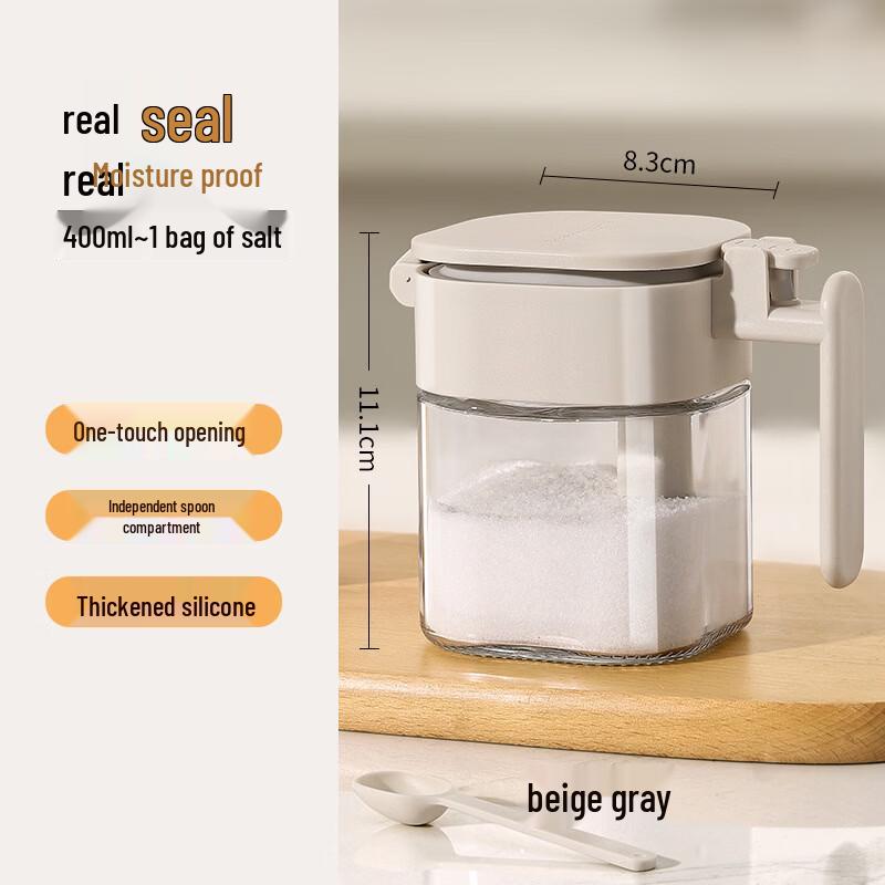 Set of 2 Moisture-Proof Sealed Glass Spice Jars