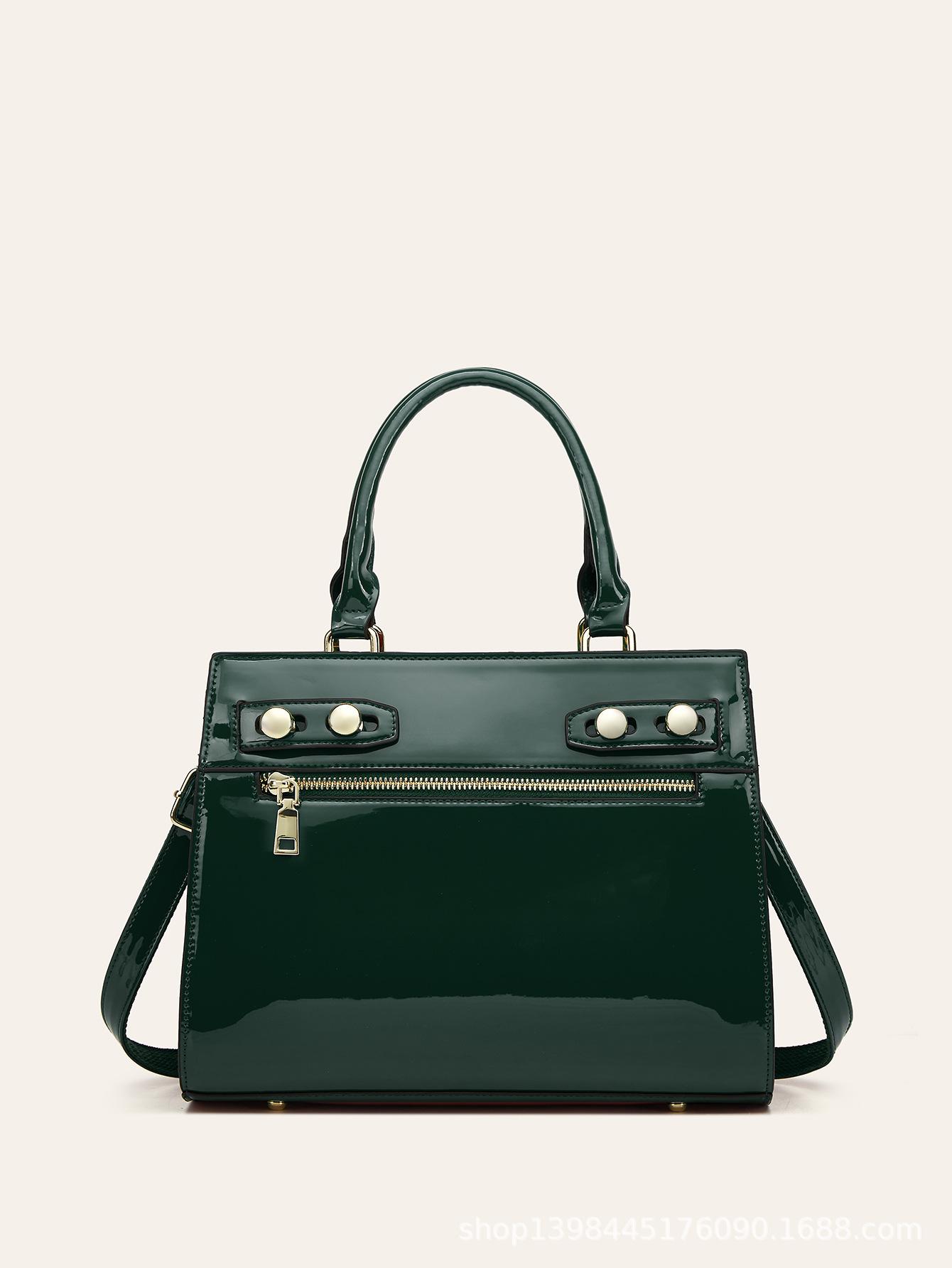 

New fashion handbag large capacity tote xi mother wedding bag bright leather women s bag atmospheric high-end messenger зелений