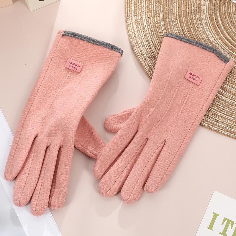 Warm Gloves Three-Line Cycling Rabbit Velvet Men'S And Women'S Fashion Cold-Proof Touch Screen Velvet Outdoor Autumn And Winter Gloves