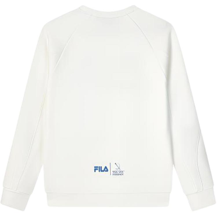 FILA Casual Loose Logo Knit Pullover Long Sleeve American Sweatshirt Men sweatshirt Standard-White F51M249215FWT