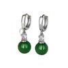 High-end Emerald Cat Eye Ear Buttons for Women's New Trendy and Versatile Love Pure Tassel Earrings