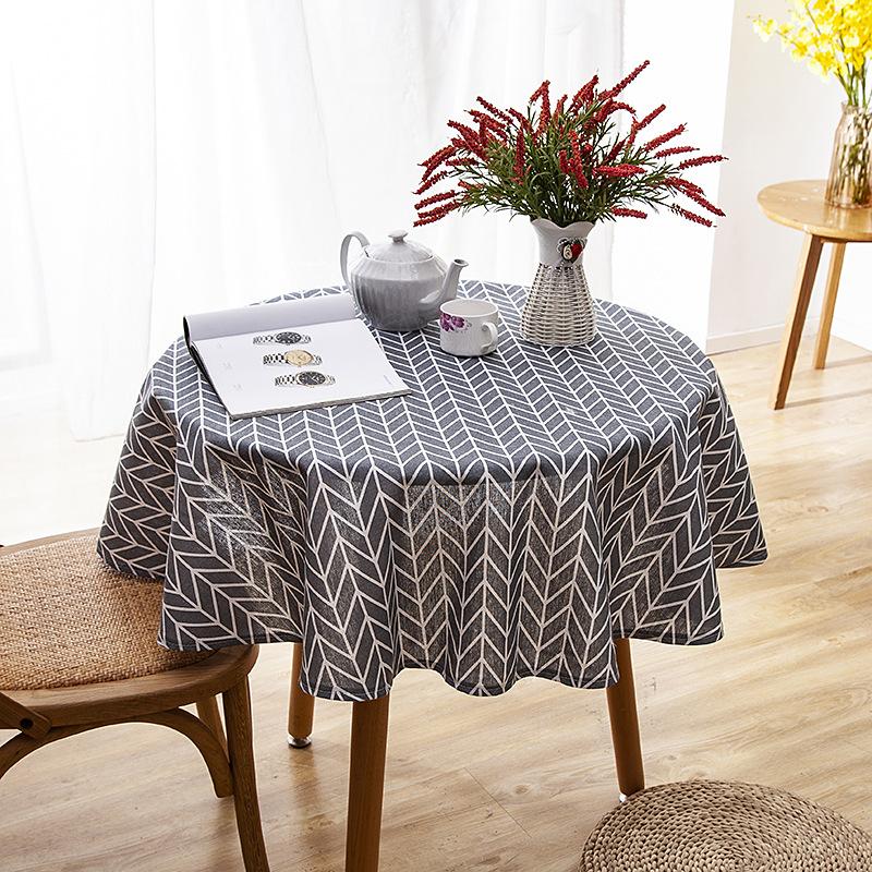Polyester Cotton Imitation Linen Table Cloth Round Tablecloth Printed Fringed Tablecloth Cover Towel