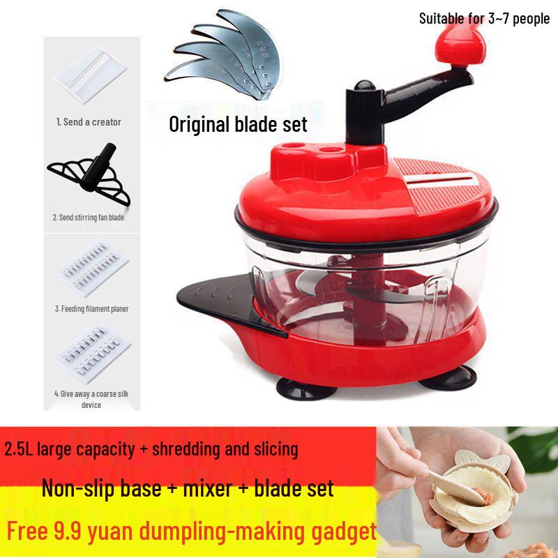 Manual Hand-Crank Meat Grinder & Vegetable Cutter: Kitchen Food Processor for Dumpling Filling & more.