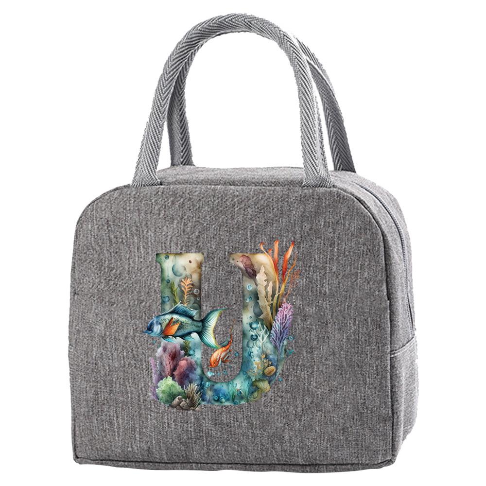 Wasserdichte Oxford Reißverschluss Isolierte Lunchtasche Tragbar Lebensmittelisolierung für Erwachsene Reisen Fisch Buchstaben Druck Box Picknick