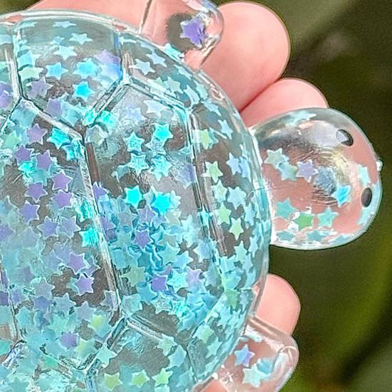 1/4ks Průhledná želví mačkací hračka s hvězdičkovými flitry Úleva od stresu Třpytivá mořská želva Stresový míček Senzorická hračka Měkká dekompresní Fidget hračka