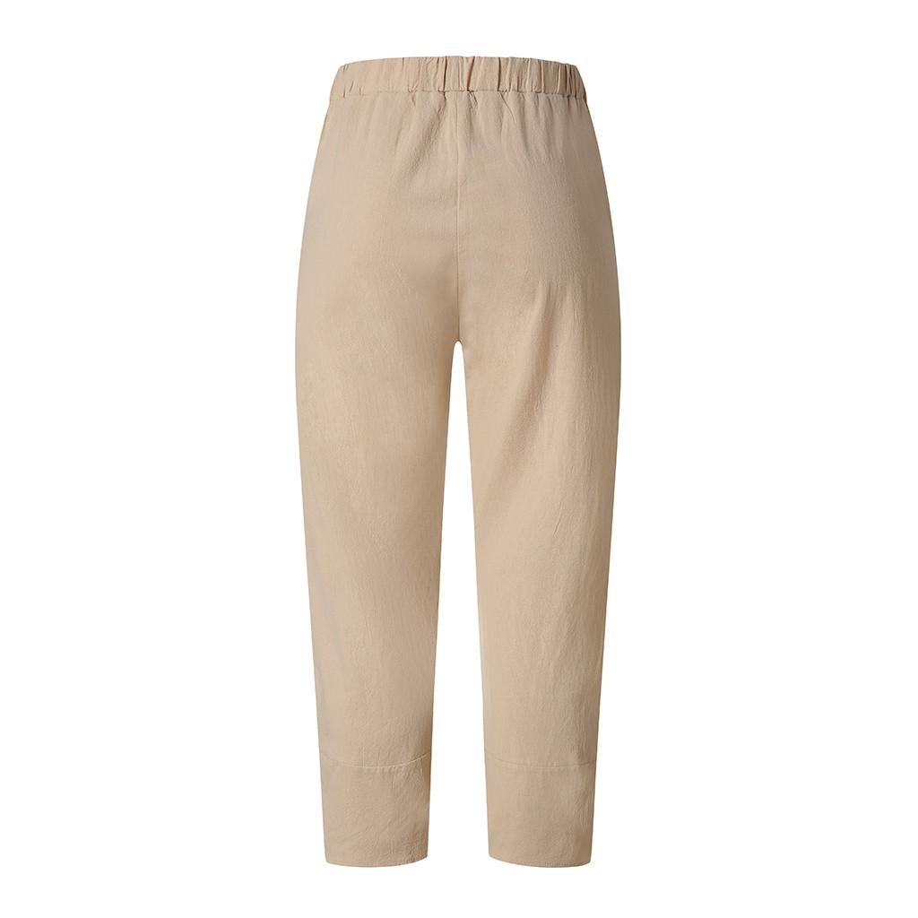 Women's summer casual loose cotton and linen embroidered wide-leg pants