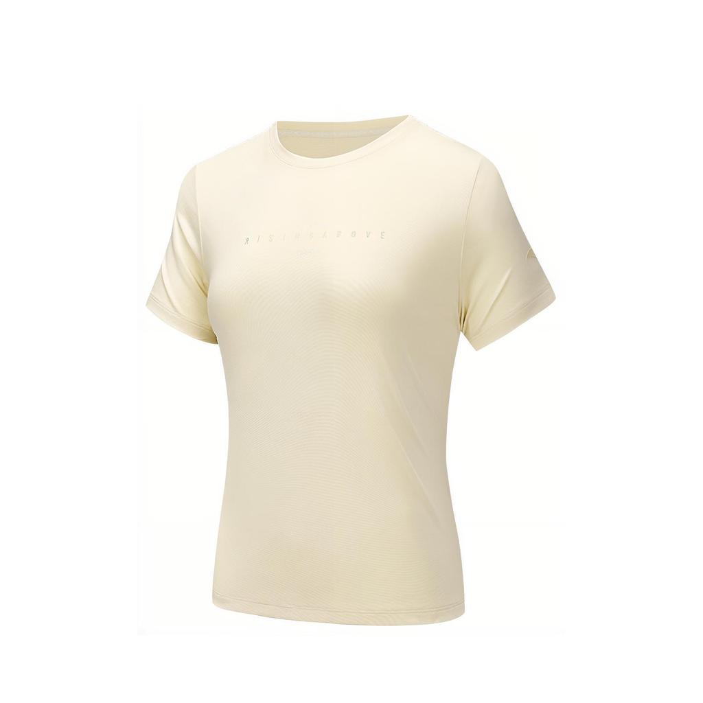 Anta Comfortable Simple Versatile Solid Color Round Neck Pullover Casual Sports Short Sleeve T-Shirt Women T-Shirt Cream-Yellow 162537133-3