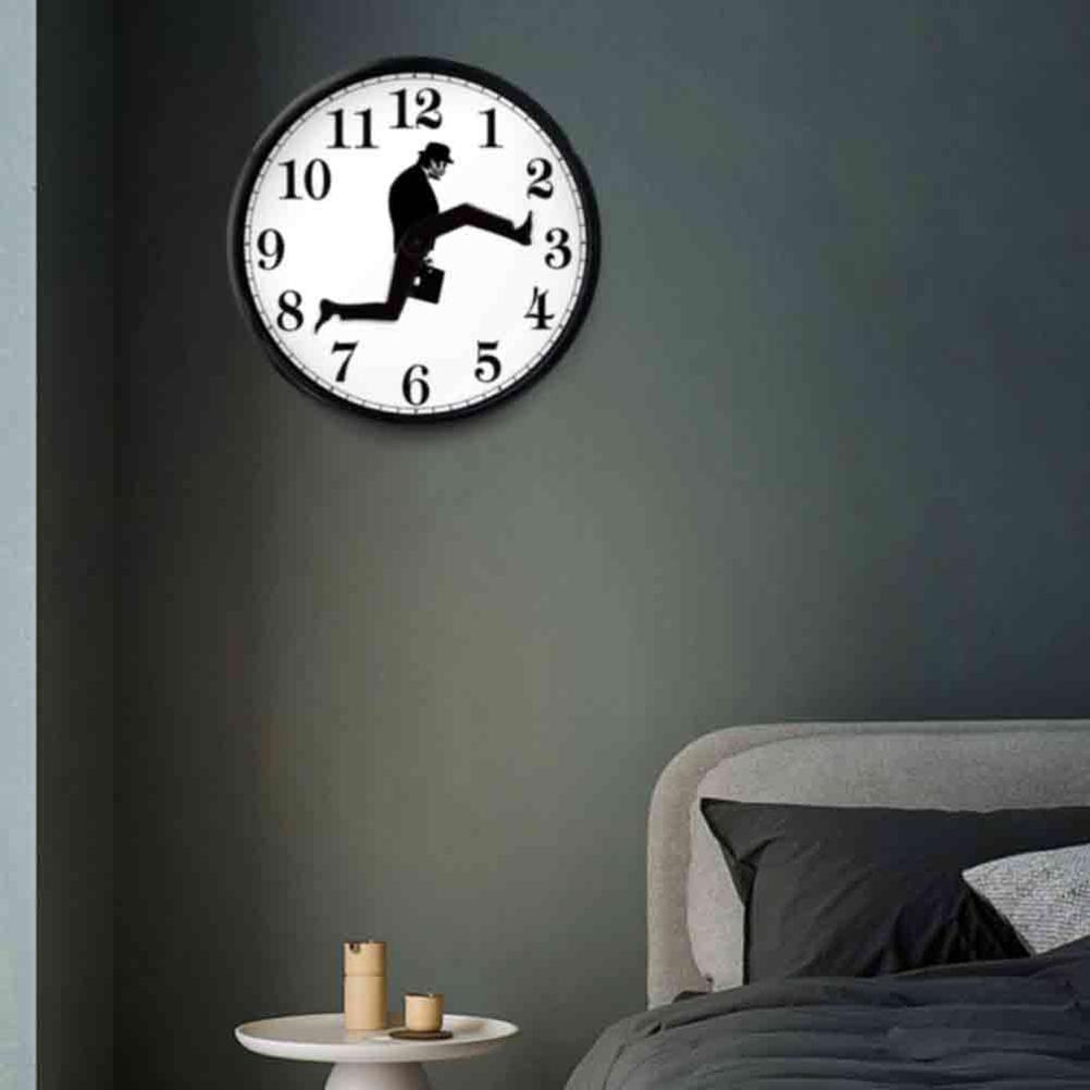 Wall Clock Walking Time Businessman Briefcase Wall Round Clock Silent Clock Home Office Decoration