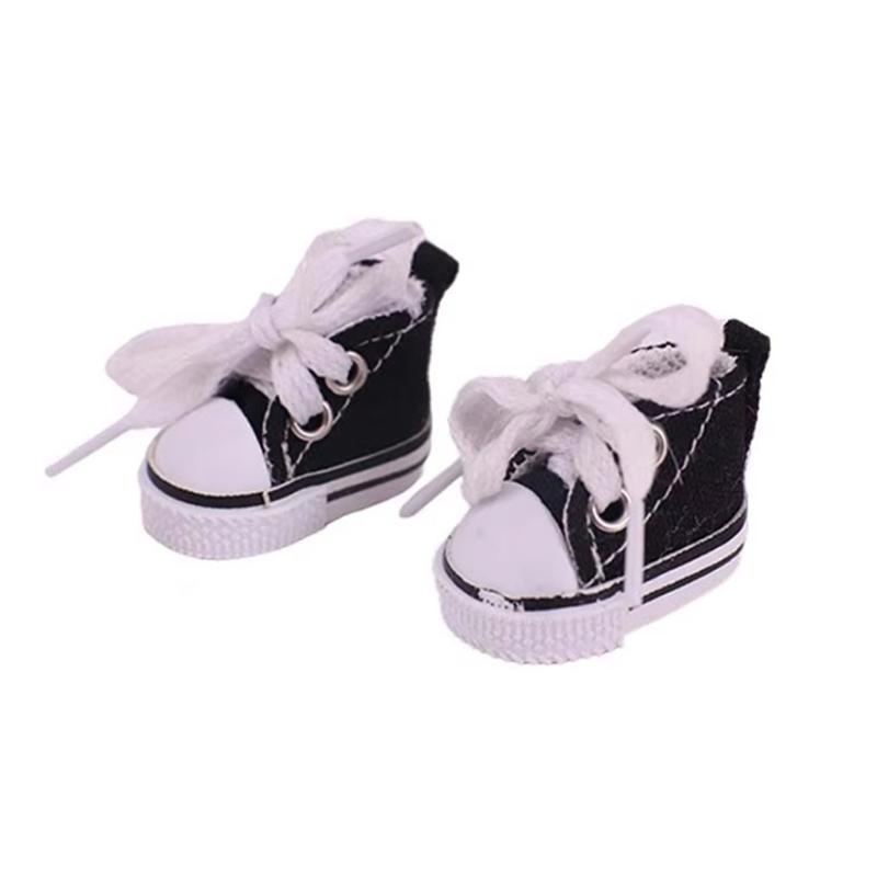 ShoesNew Only 4Cm Labubu Doll Canvas Shoes 1517Cm High Top Sports Shoes Labubu Doll Lace Up Canvas Shoes Doll Accessories Toy