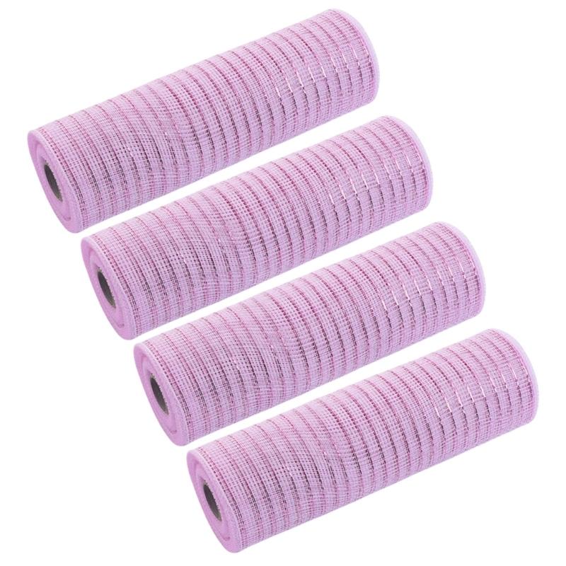 4 Rolls Durable Plastic Mesh Ribbon for Christmas Tree Decoration Perfect for DIY Projects and Festival Home Decors