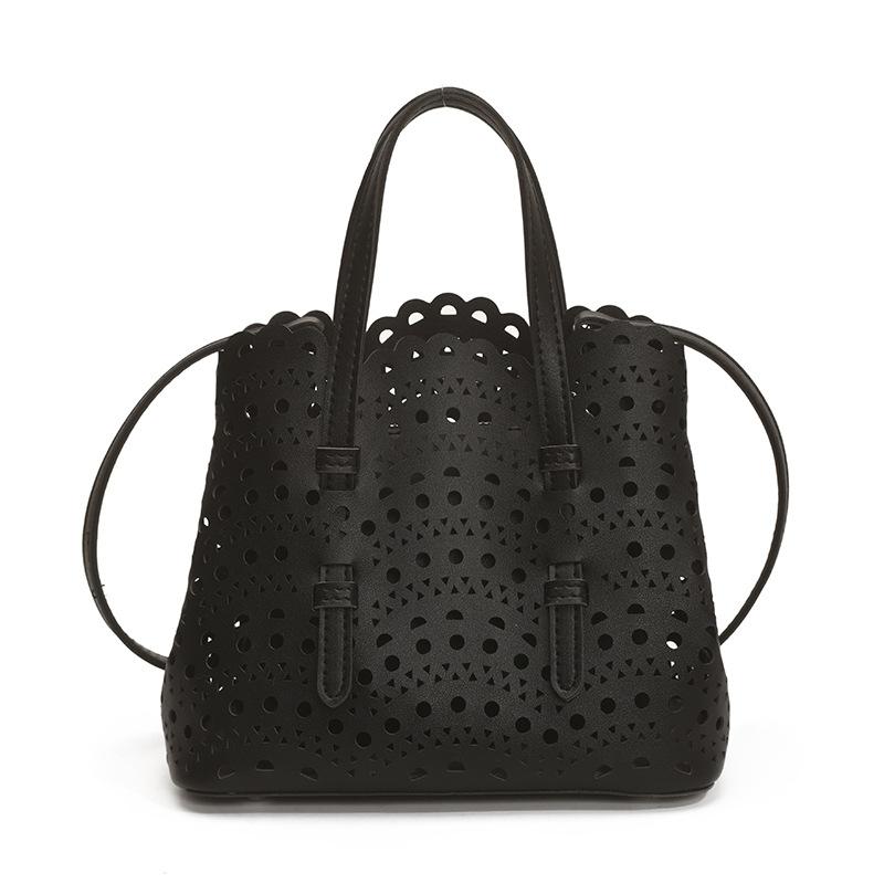 Niche design new engraved portable tote bag summer shoulder hollow vegetable basket bag women's bag messenger bag