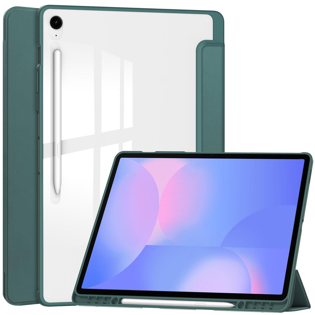 For Samsung Galaxy Tab S10 FE+ Case Clear Acrylic Leather Tablet Cover Support Auto Sleep/Wake